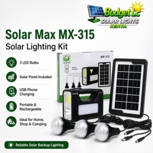 Solarmax MX-315 Solar Lighting Kit With 3 LED Bulbs, Solar Panel, Mobile Charging and Portable Rechargeable Lamp