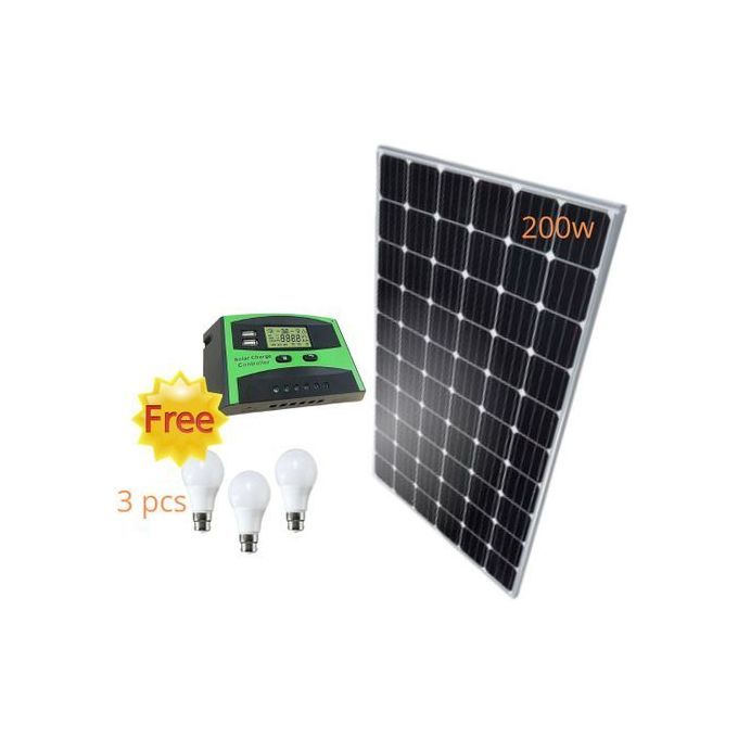 Sunlight Solar 200 Watts Solar Panel + 20 Ah Solar Charge Controller +3 DC Bulb