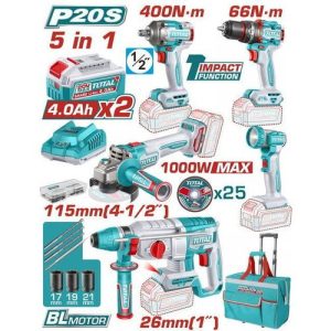 TOTAL 5 Pcs Cordless industrial combo kit (TCKLI20592E)