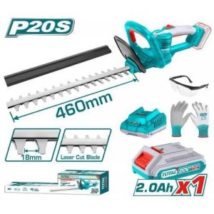 TOTAL INDUSTRIAL CORDLESS HEDGE TRIMMER plus Free Safety goggles and Glovesand